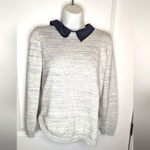 Light gray Sweater with navy collar; Tommy Hilfiger